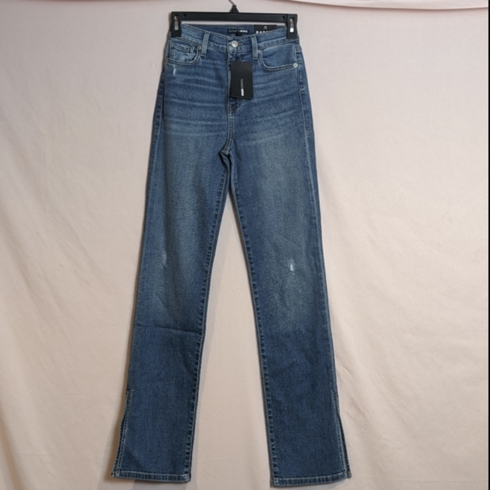 Fashion Nova Killing Em Softly Medium Blue Wash Side Split Jeans size 3 - Picture 7 of 10